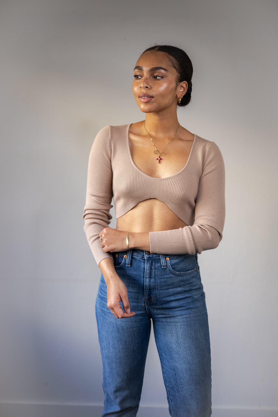 MOON SHINE CURVE RIB CROPTOP - Samunsboutique