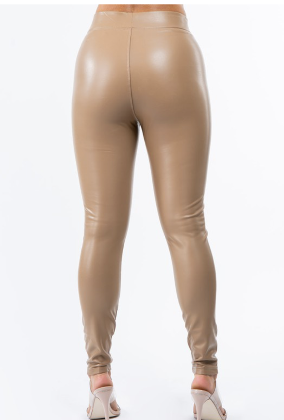 VAL CAPPUCCINO HIGH WAISTED LEATHER LEGGINGS - Samunsboutique