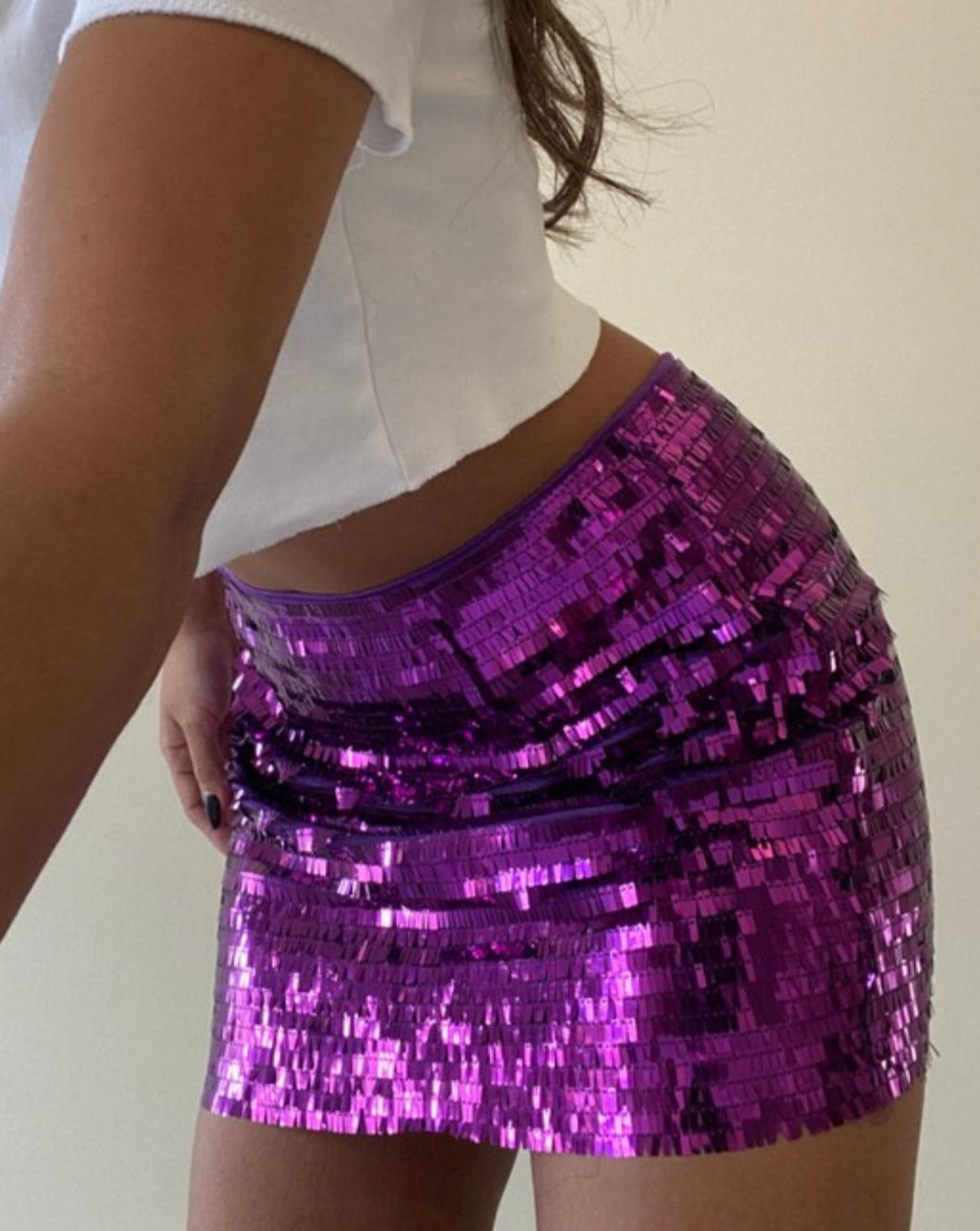 Glamorous grape Kimmy Sequin Mini Skirt, perfect for a night out