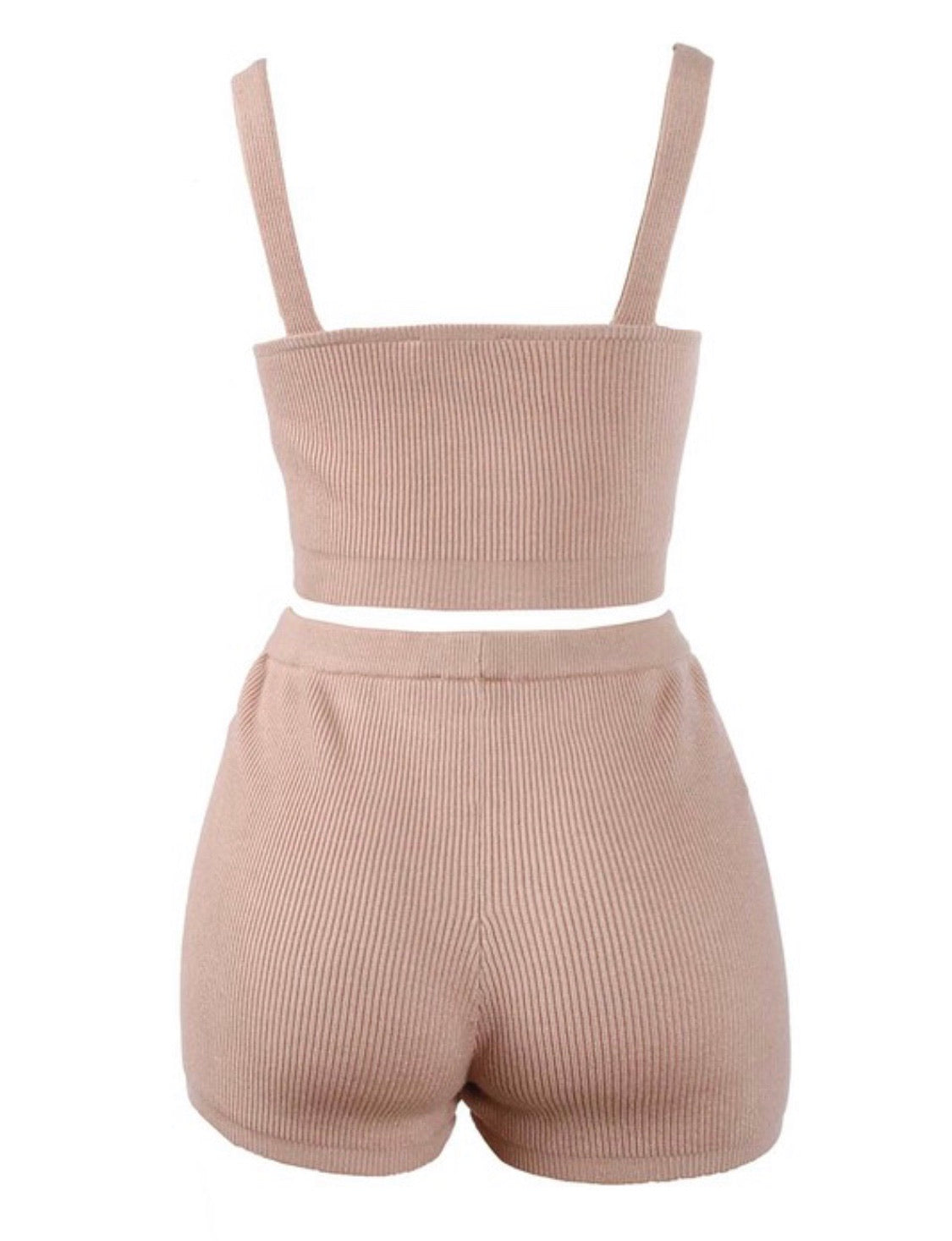 Close-up view of the Adored By You Taupe Knit Lounge Set, highlighting the soft and cozy knit material.