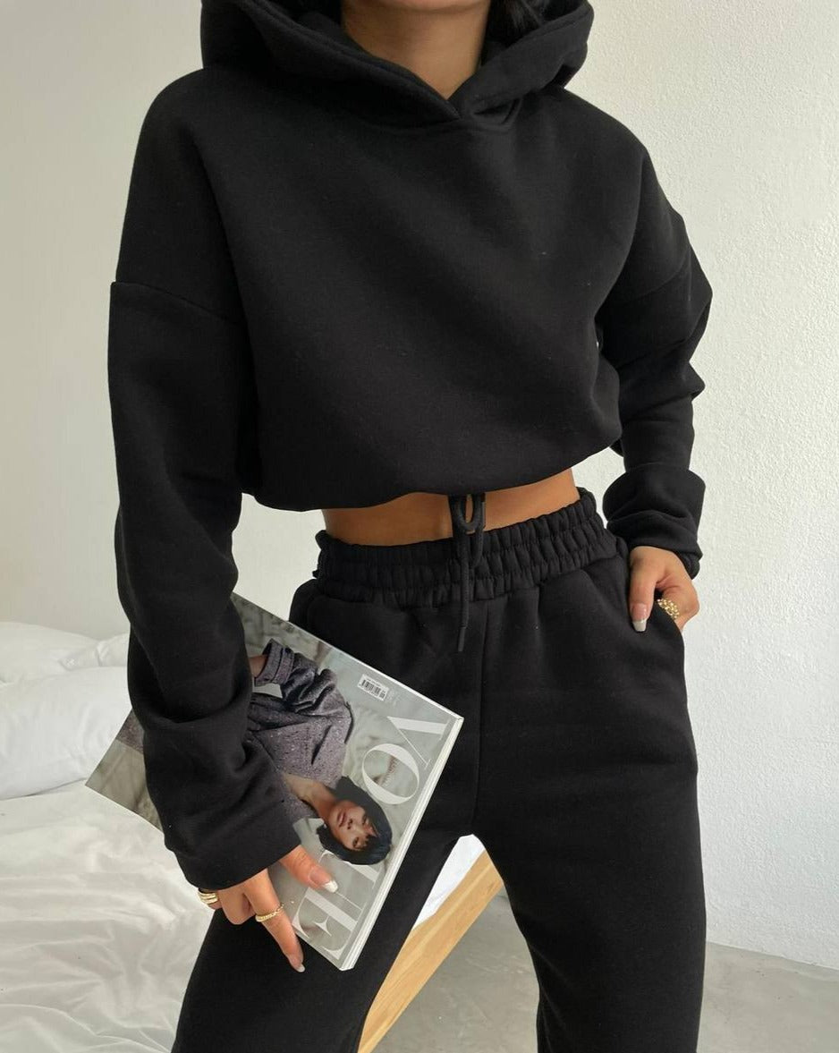 Yuri Premium Sweat Suit Set In Black