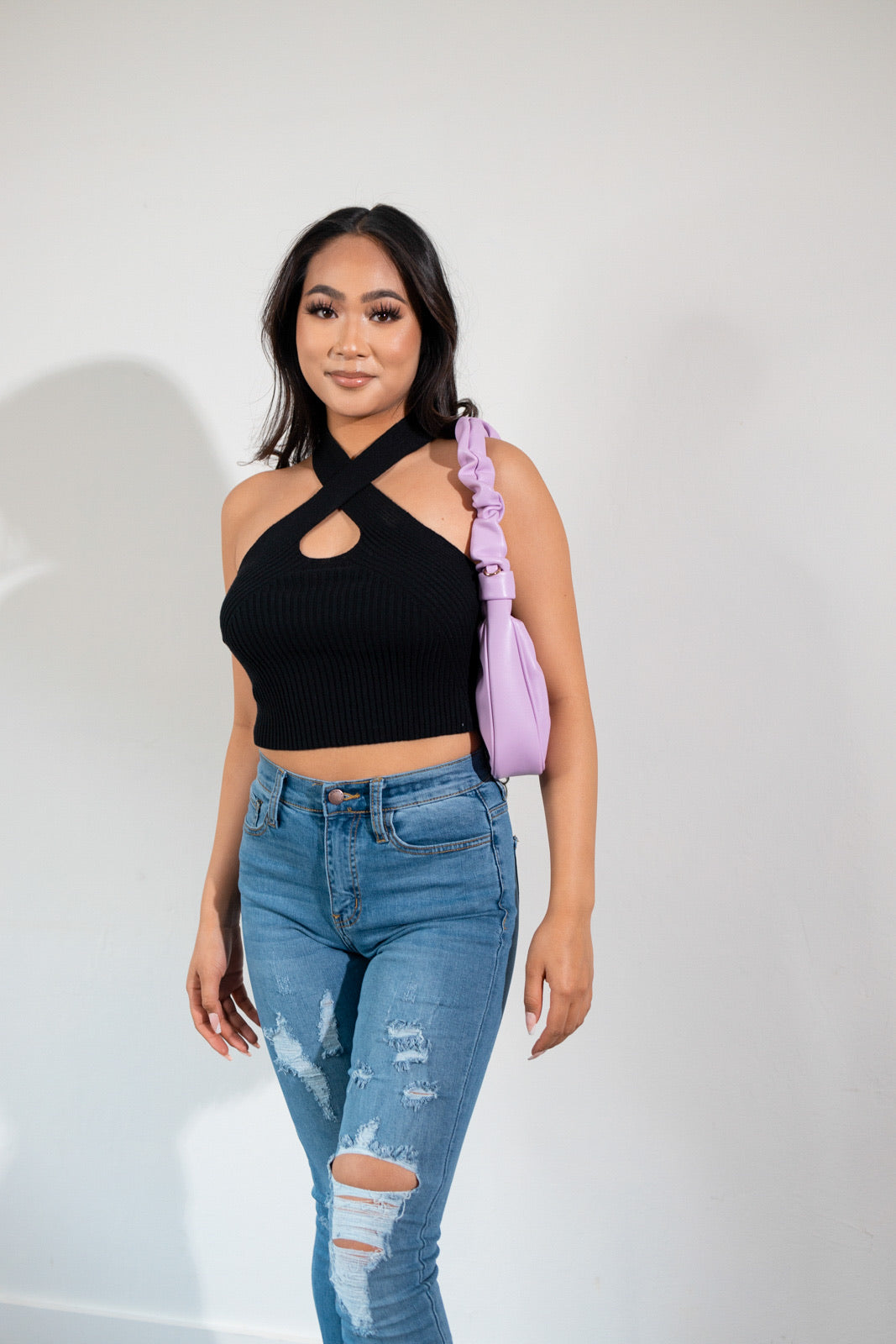 50% Viscose Knit Halter Top