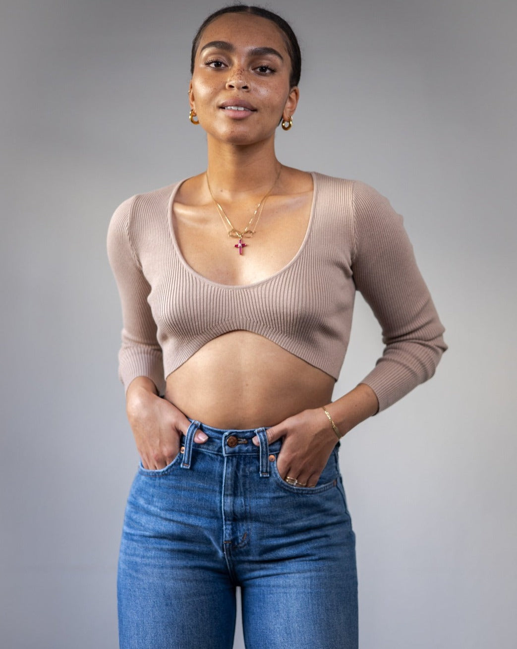 MOON SHINE CURVE RIB CROPTOP - Samunsboutique