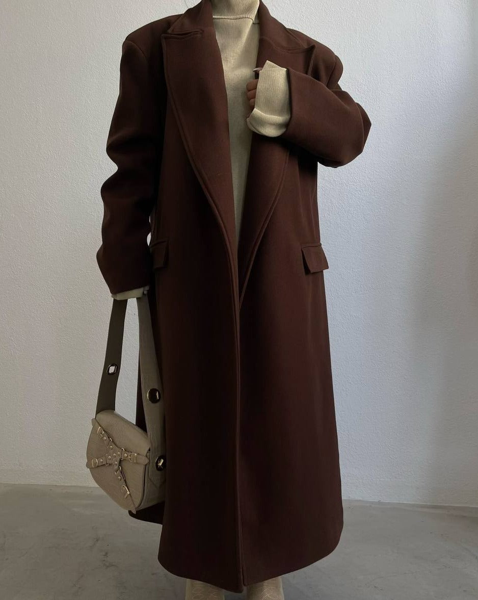 Stassie Oversized Brown Maxi Coat | Women's Long Winter Outerwear – MUTU