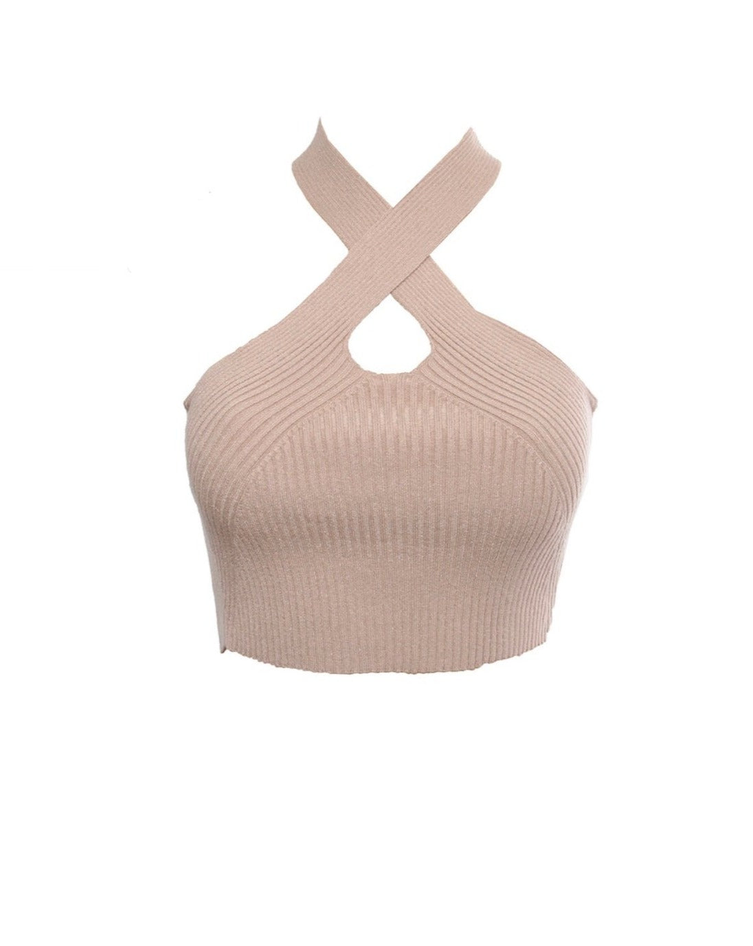 SNOW KNIT CROP TOP BEIGE - Samunsboutique